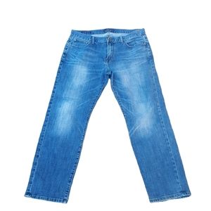 lucky brand jeans 36x30 Whiskered Med Blue Denim Pants Men Distressed ca…